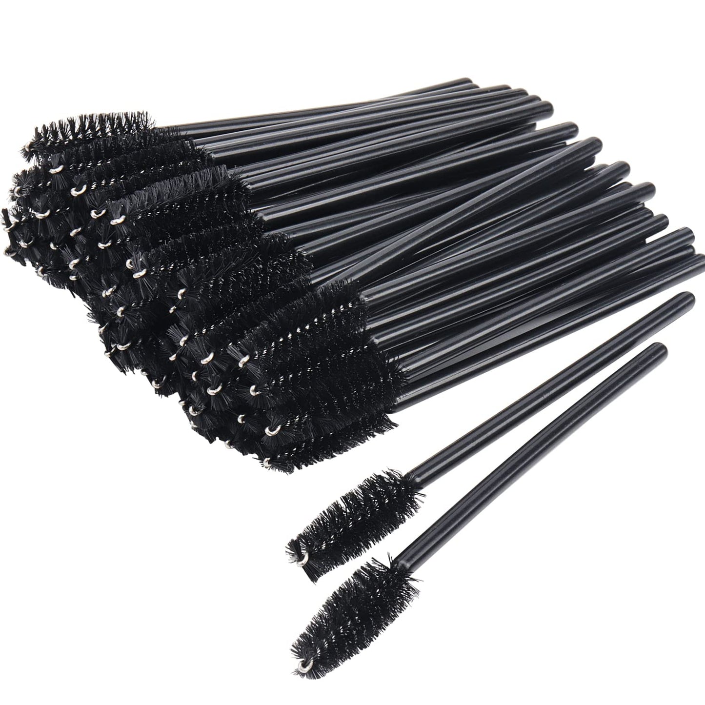 100 Pack Mascara Wand Eyelash Brush Disposable Eye Lash Applicator Makeup Tool Kit (Black-Handle100Pcs)
