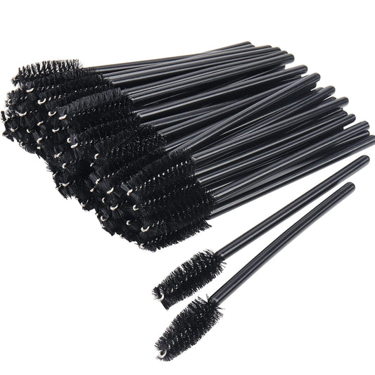 100 Pack Mascara Wand Eyelash Brush Disposable Eye Lash Applicator Makeup Tool Kit (Black-Handle100Pcs)